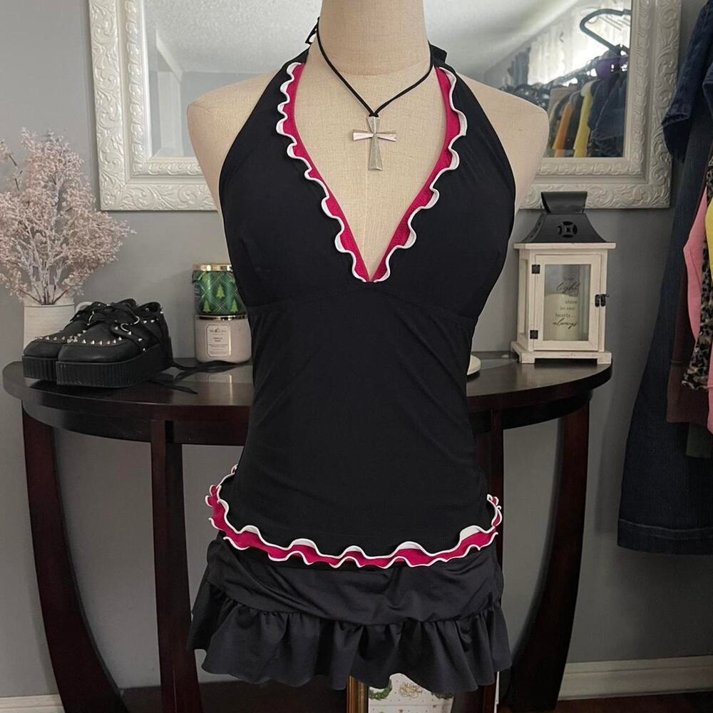 Y2k ruffled tankini